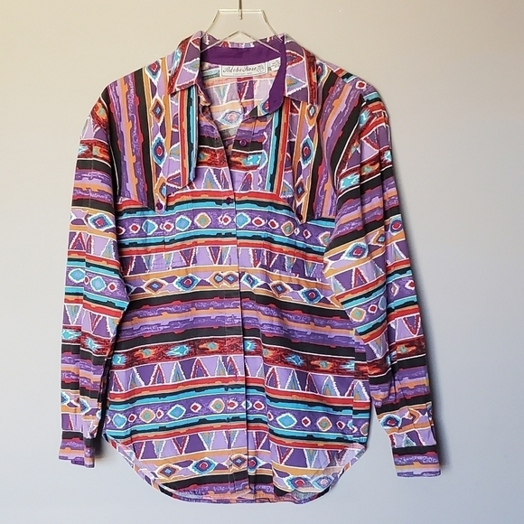 Vintage Western Aztec Print Button Down Shirt M - Picture 1 of 8